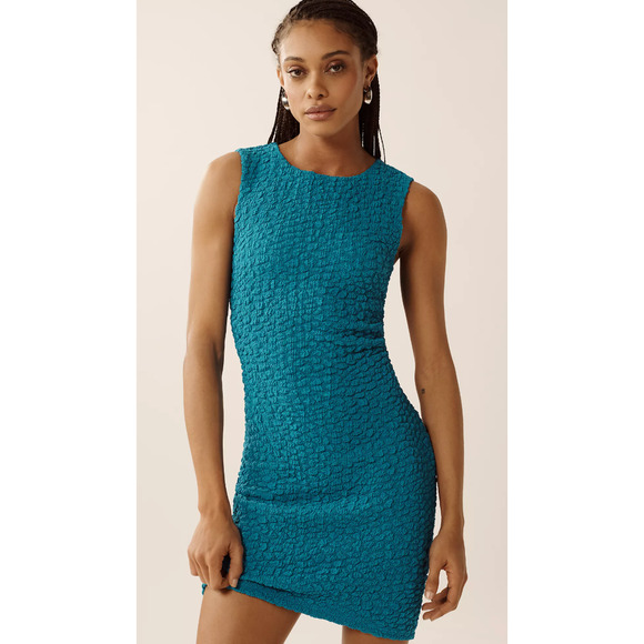 XS by Anthropologie Blue Textured Mini Shift Dress NWT - Picture 1 of 6